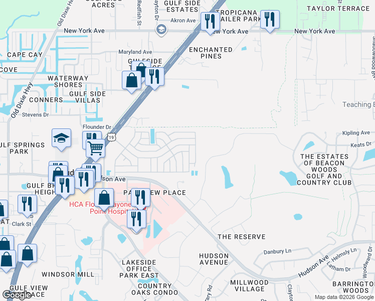 map of restaurants, bars, coffee shops, grocery stores, and more near 7950 Parkway Boulevard in Hudson