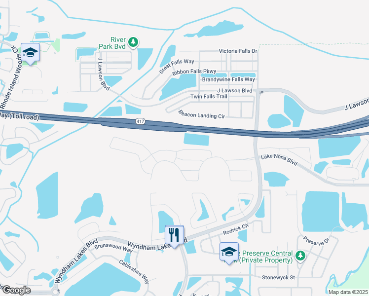 map of restaurants, bars, coffee shops, grocery stores, and more near 3431 Puxton Drive in Orlando