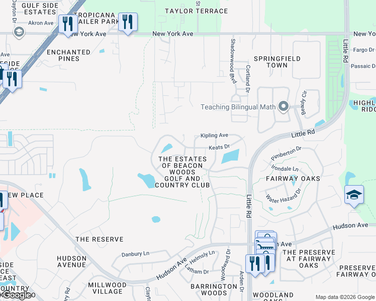 map of restaurants, bars, coffee shops, grocery stores, and more near 14348 Spanish Wells Drive in Hudson