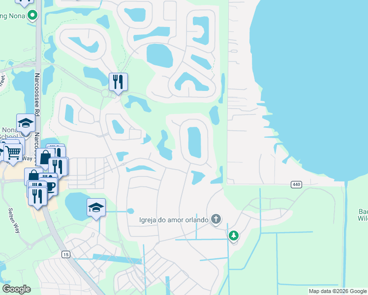 map of restaurants, bars, coffee shops, grocery stores, and more near 11008 Mobberley Circle in Orlando