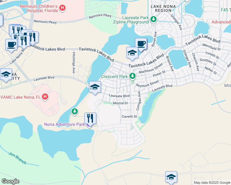 map of restaurants, bars, coffee shops, grocery stores, and more near 8026 Lower Perse Circle in Orlando