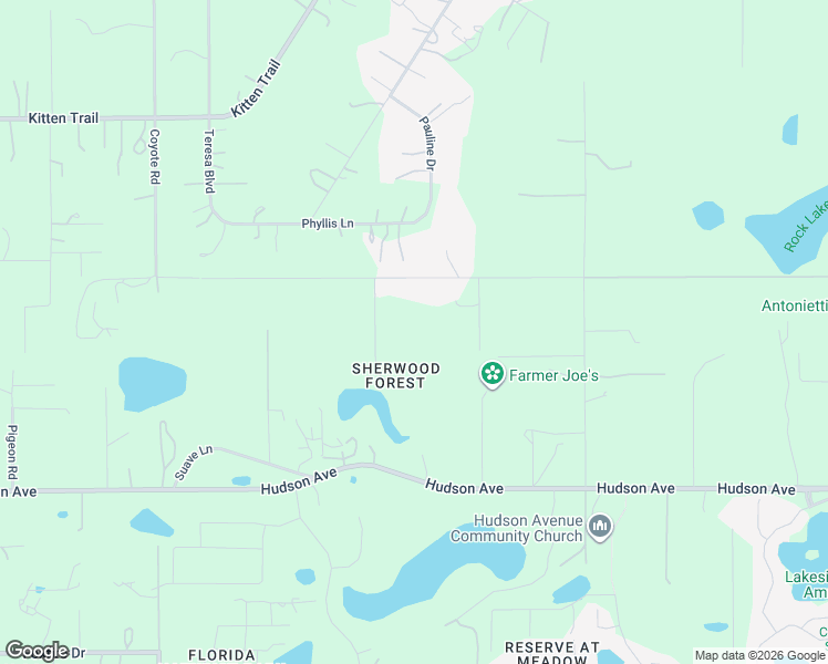 map of restaurants, bars, coffee shops, grocery stores, and more near 12600 Robinhood Road in Hudson
