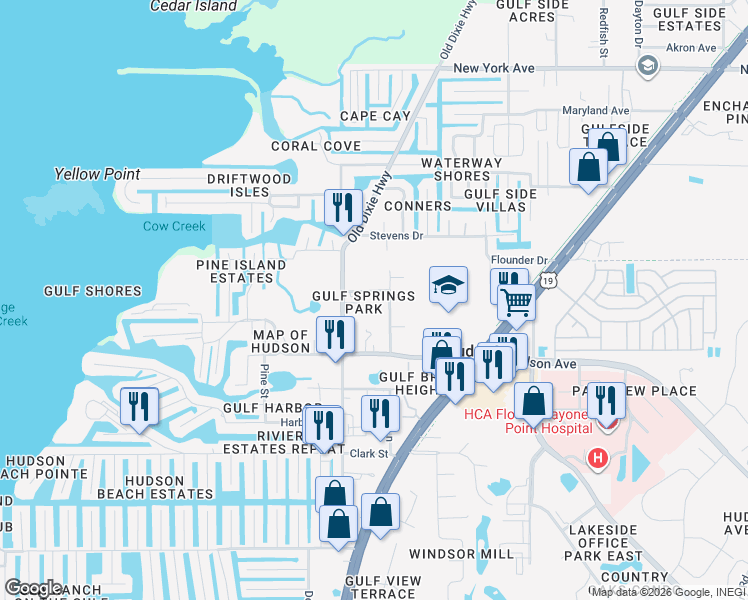 map of restaurants, bars, coffee shops, grocery stores, and more near 7036 Brady Street in Hudson