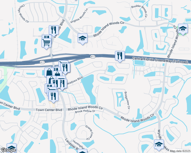 map of restaurants, bars, coffee shops, grocery stores, and more near 2737 Sand Arbor Circle in Orlando