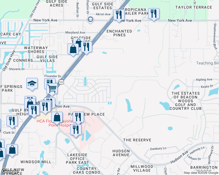map of restaurants, bars, coffee shops, grocery stores, and more near 7950 Parkway Boulevard in Hudson
