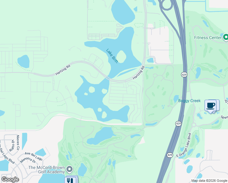 map of restaurants, bars, coffee shops, grocery stores, and more near 14378-14974 Hartzog Road in Winter Garden