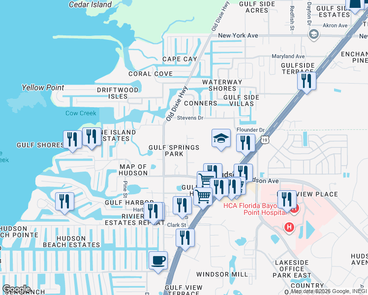 map of restaurants, bars, coffee shops, grocery stores, and more near 14411 Guava Street in Hudson