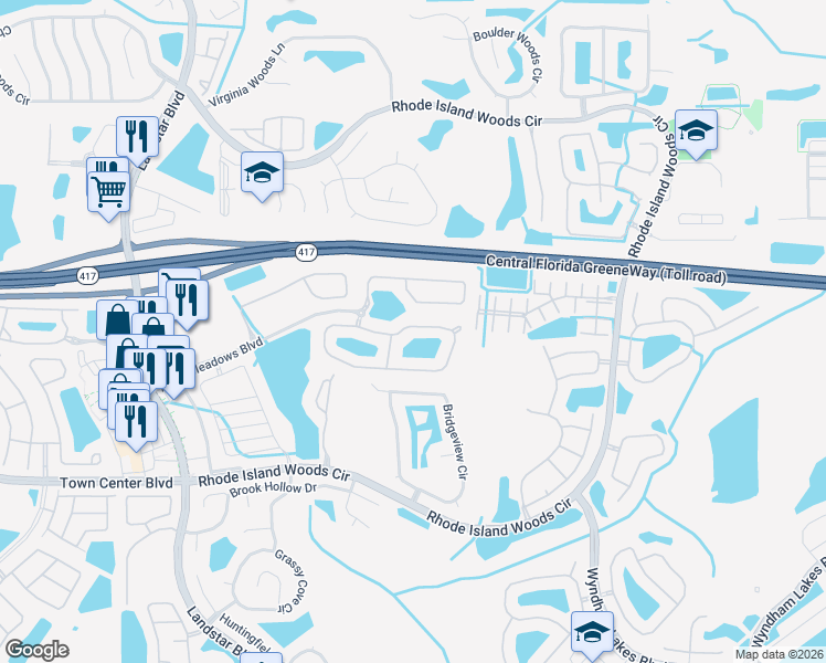 map of restaurants, bars, coffee shops, grocery stores, and more near 1960 Sand Arbor Circle in Orlando