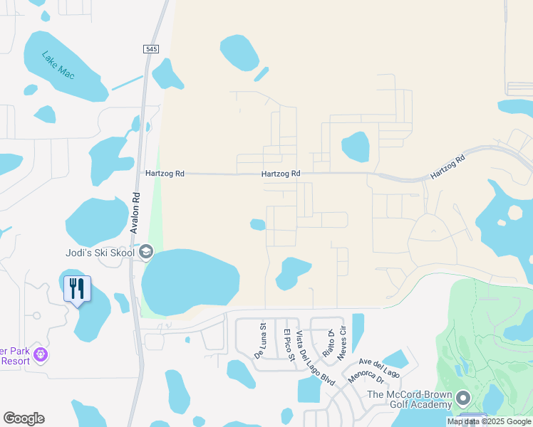 map of restaurants, bars, coffee shops, grocery stores, and more near 14100 Hartzog Road in Winter Garden