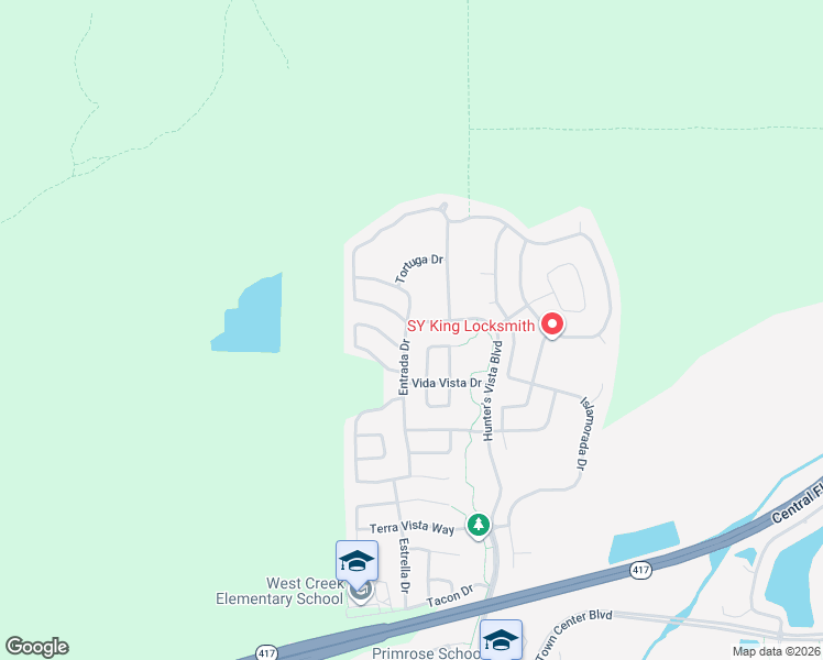 map of restaurants, bars, coffee shops, grocery stores, and more near 12836 Hunter's Vista Boulevard in Orlando