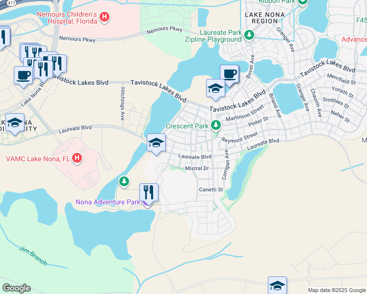 map of restaurants, bars, coffee shops, grocery stores, and more near 8026 Lower Perse Circle in Orlando