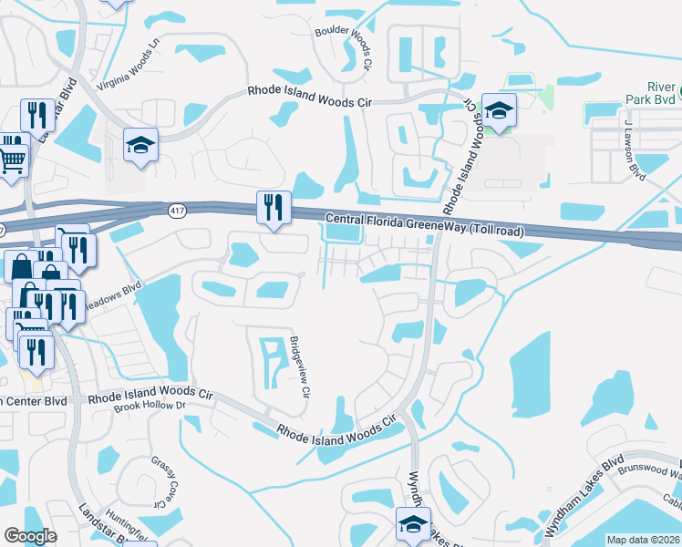 map of restaurants, bars, coffee shops, grocery stores, and more near 1878 Island Walk Drive in Orlando