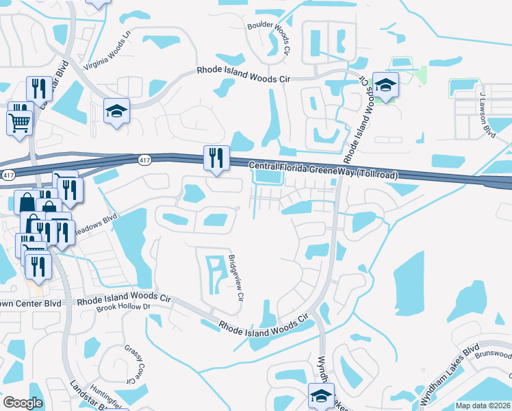 map of restaurants, bars, coffee shops, grocery stores, and more near 1878 Island Walk Drive in Orlando