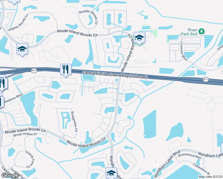 map of restaurants, bars, coffee shops, grocery stores, and more near 13070 Island Breeze Court in Orlando