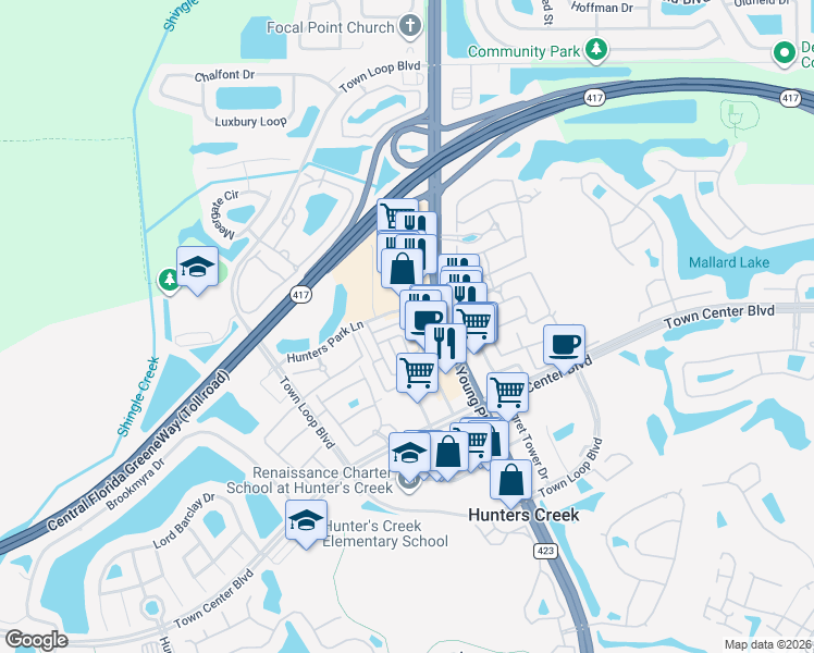 map of restaurants, bars, coffee shops, grocery stores, and more near 4060 Viosca Place in Orlando
