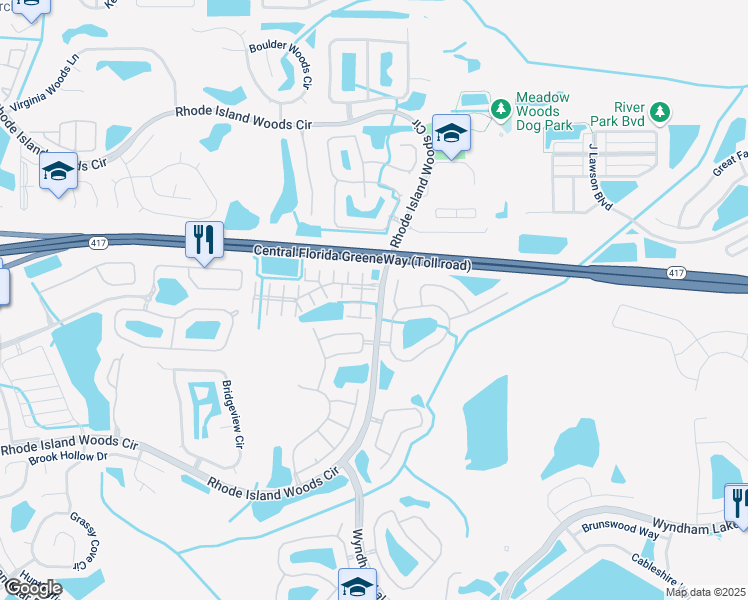 map of restaurants, bars, coffee shops, grocery stores, and more near 13027 Island Breeze Court in Orlando