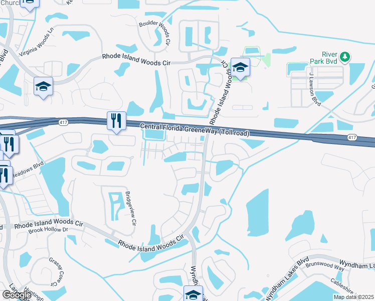 map of restaurants, bars, coffee shops, grocery stores, and more near 13070 Island Breeze Court in Orlando