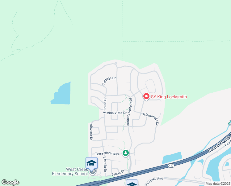 map of restaurants, bars, coffee shops, grocery stores, and more near 12836 Hunter's Vista Boulevard in Orlando