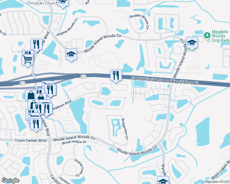 map of restaurants, bars, coffee shops, grocery stores, and more near 2034 Chatham Place Drive in Orlando