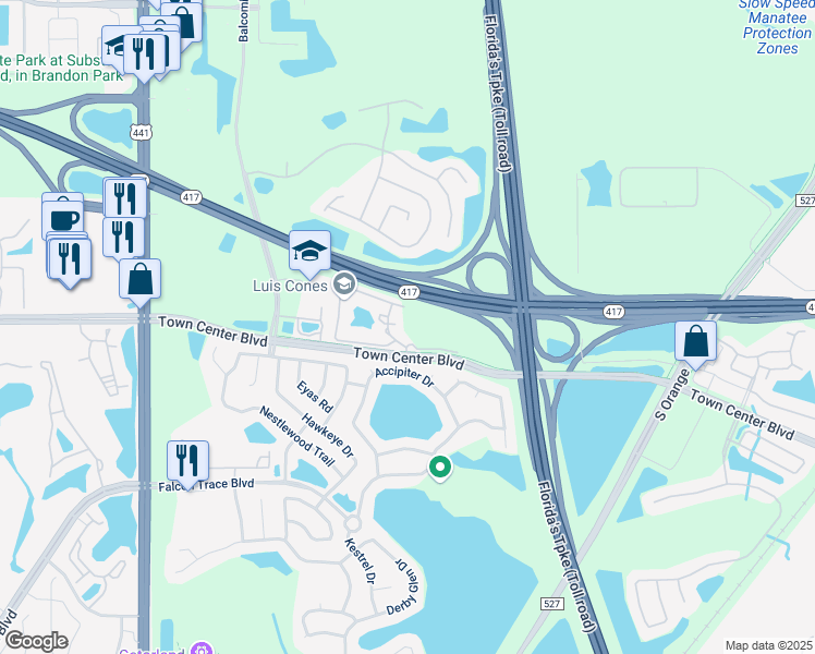 map of restaurants, bars, coffee shops, grocery stores, and more near 1202 Courtney Chase Circle in Orlando