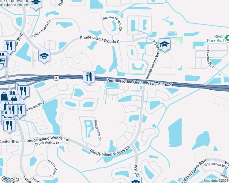 map of restaurants, bars, coffee shops, grocery stores, and more near 1875 Island Walk Drive in Orlando