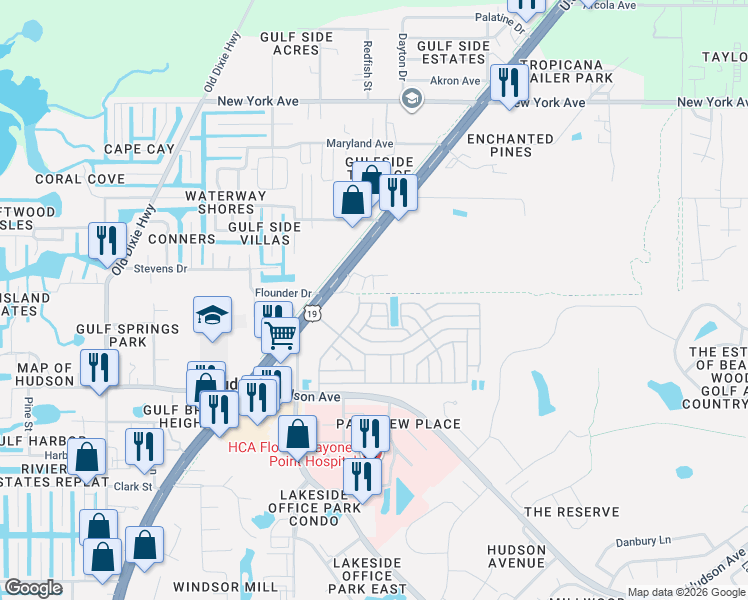 map of restaurants, bars, coffee shops, grocery stores, and more near 7711 Stout Lane in Hudson