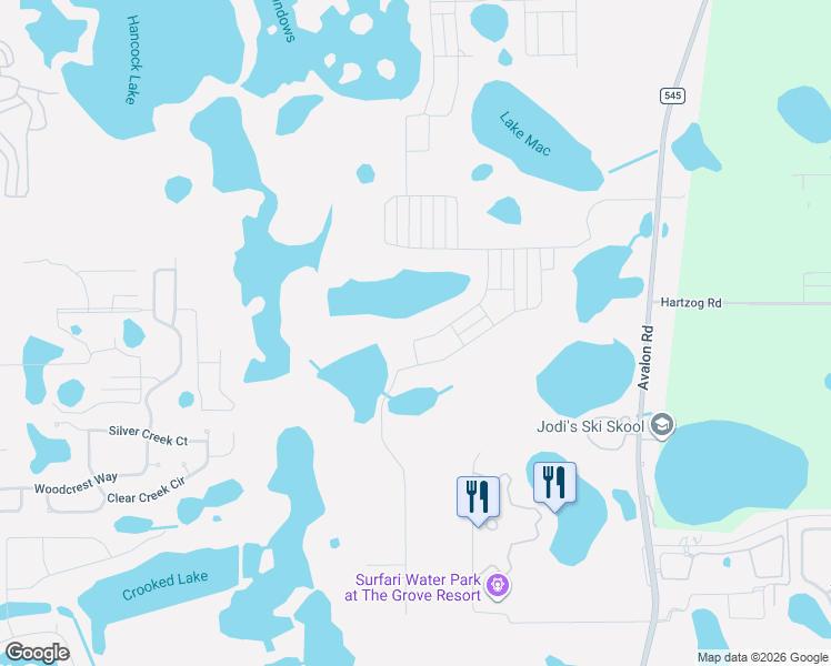 map of restaurants, bars, coffee shops, grocery stores, and more near 13404 Peaceful Melody Drive in Winter Garden