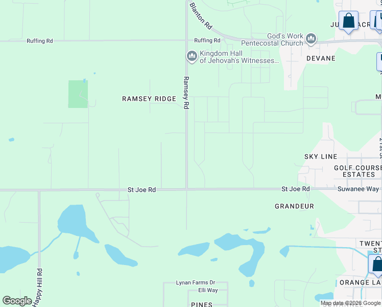 map of restaurants, bars, coffee shops, grocery stores, and more near 14480 Italy Avenue in Dade City