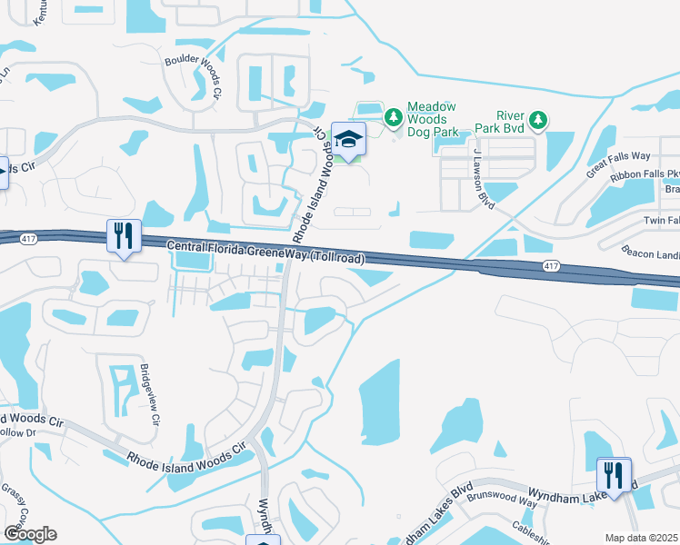 map of restaurants, bars, coffee shops, grocery stores, and more near 13147 Canna Lily Drive in Orlando