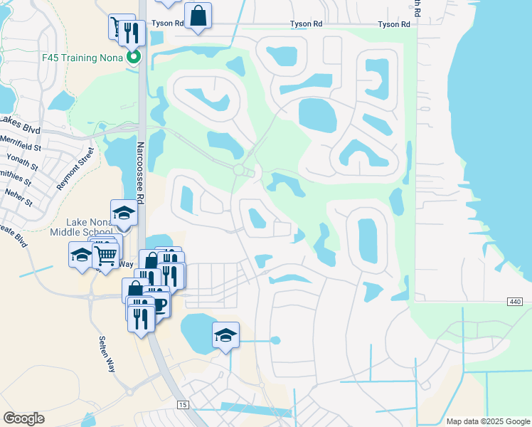 map of restaurants, bars, coffee shops, grocery stores, and more near 10524 Belfry Circle in Orlando