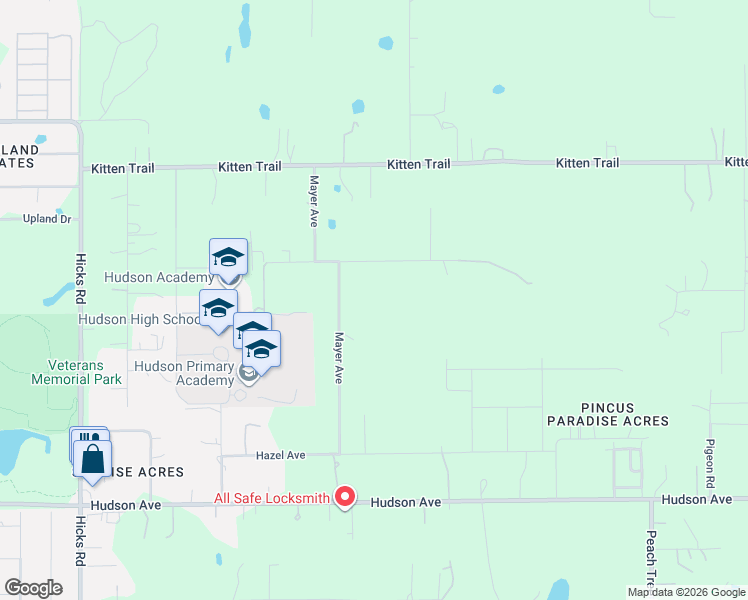map of restaurants, bars, coffee shops, grocery stores, and more near 10724 Patrick Avenue in Hudson