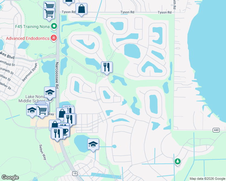 map of restaurants, bars, coffee shops, grocery stores, and more near 10529 Belfry Circle in Orlando