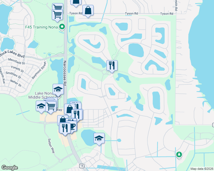 map of restaurants, bars, coffee shops, grocery stores, and more near 10316 Belfry Circle in Orlando