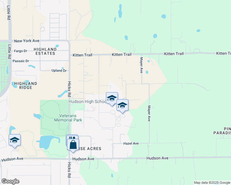 map of restaurants, bars, coffee shops, grocery stores, and more near 14540 Cobra Way in Hudson