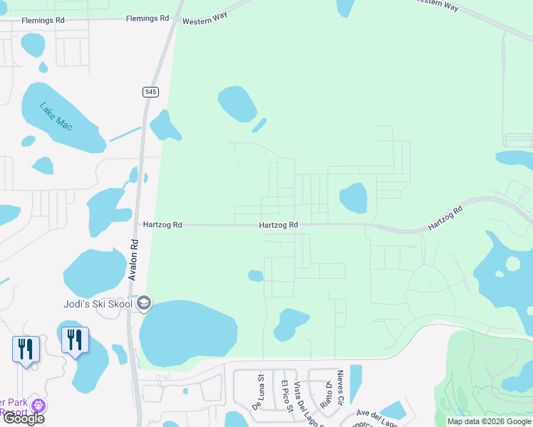 map of restaurants, bars, coffee shops, grocery stores, and more near 13121 Avalon Road in Winter Garden