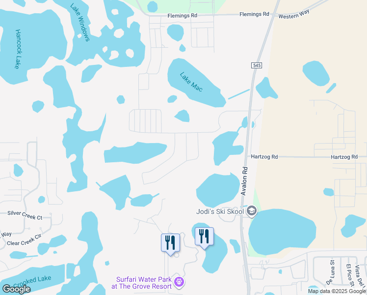 map of restaurants, bars, coffee shops, grocery stores, and more near 13462 Avalon Road in Winter Garden