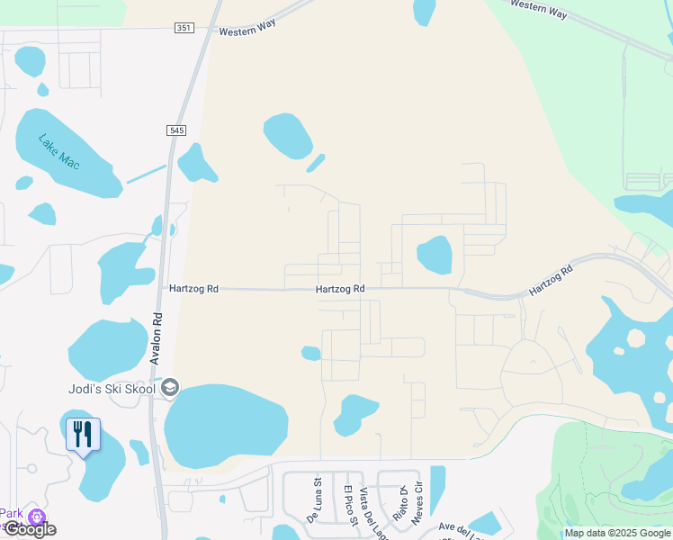 map of restaurants, bars, coffee shops, grocery stores, and more near 13121 Avalon Road in Winter Garden