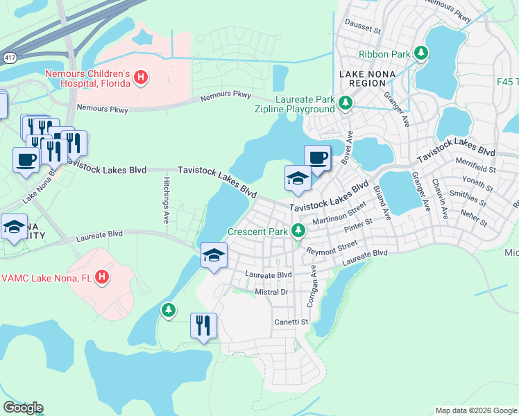 map of restaurants, bars, coffee shops, grocery stores, and more near 8051 Upper Perse Circle in Orlando