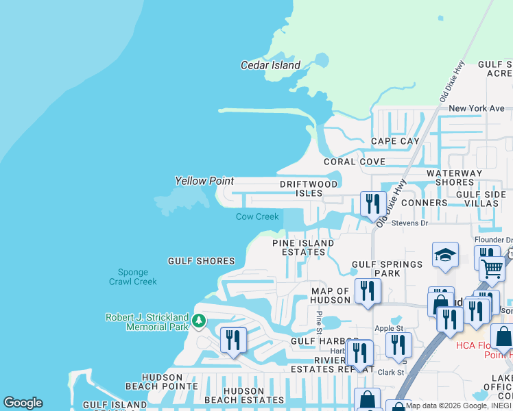 map of restaurants, bars, coffee shops, grocery stores, and more near 6522 Seaview Boulevard in Hudson