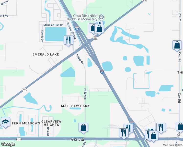 map of restaurants, bars, coffee shops, grocery stores, and more near 900 Friday Rd in Cocoa
