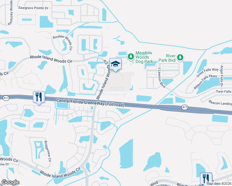 map of restaurants, bars, coffee shops, grocery stores, and more near 13147 Canna Lily Drive in Orlando