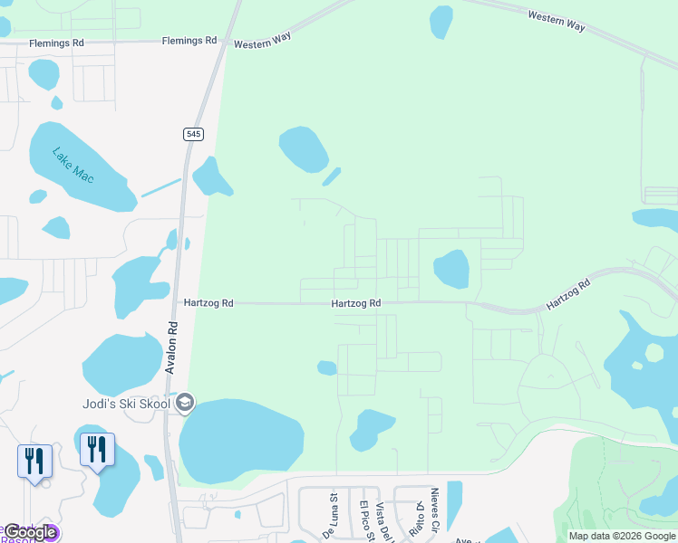map of restaurants, bars, coffee shops, grocery stores, and more near 13121 Avalon Road in Winter Garden