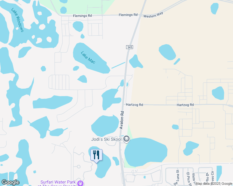 map of restaurants, bars, coffee shops, grocery stores, and more near 13462 Avalon Road in Winter Garden