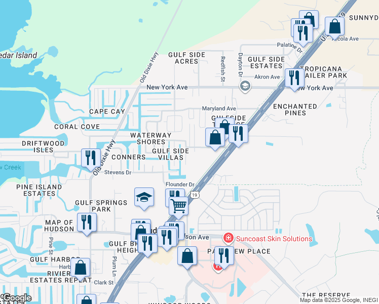 map of restaurants, bars, coffee shops, grocery stores, and more near 14709 Fair Oak Way in Hudson