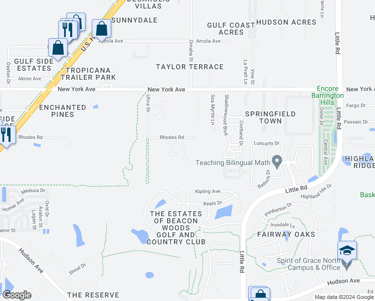 map of restaurants, bars, coffee shops, grocery stores, and more near 14600 Ivy Chase Lane in Hudson