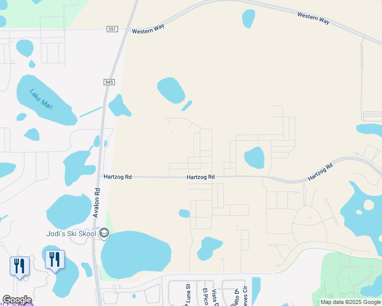 map of restaurants, bars, coffee shops, grocery stores, and more near 13217 Avalon Road in Winter Garden