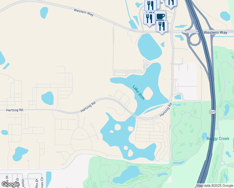 map of restaurants, bars, coffee shops, grocery stores, and more near 15055 Lake Britt Circle in Winter Garden