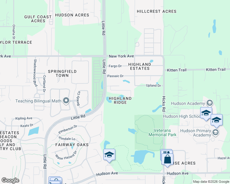 map of restaurants, bars, coffee shops, grocery stores, and more near 9538 Highland Ridge Drive in Hudson
