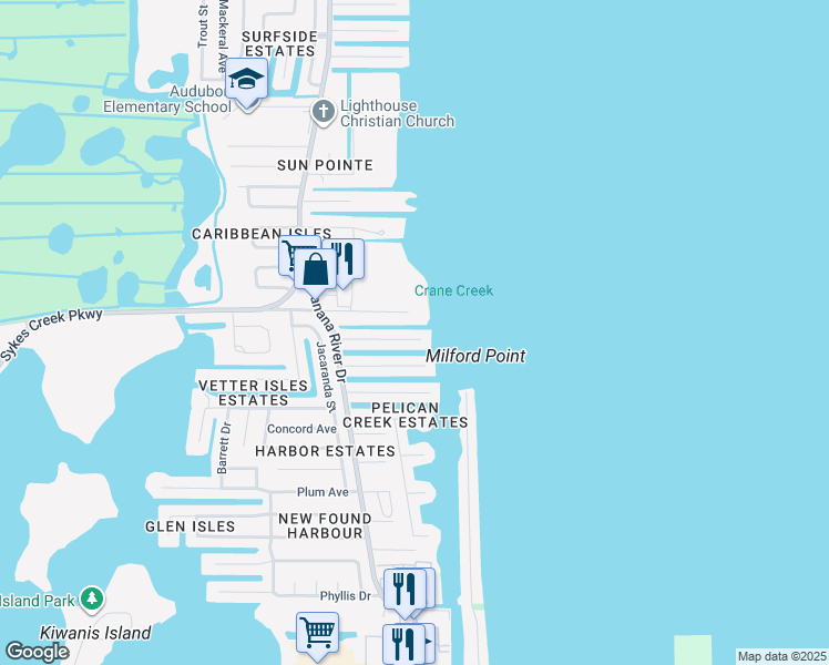 map of restaurants, bars, coffee shops, grocery stores, and more near 1730 Richardson Road in Merritt Island