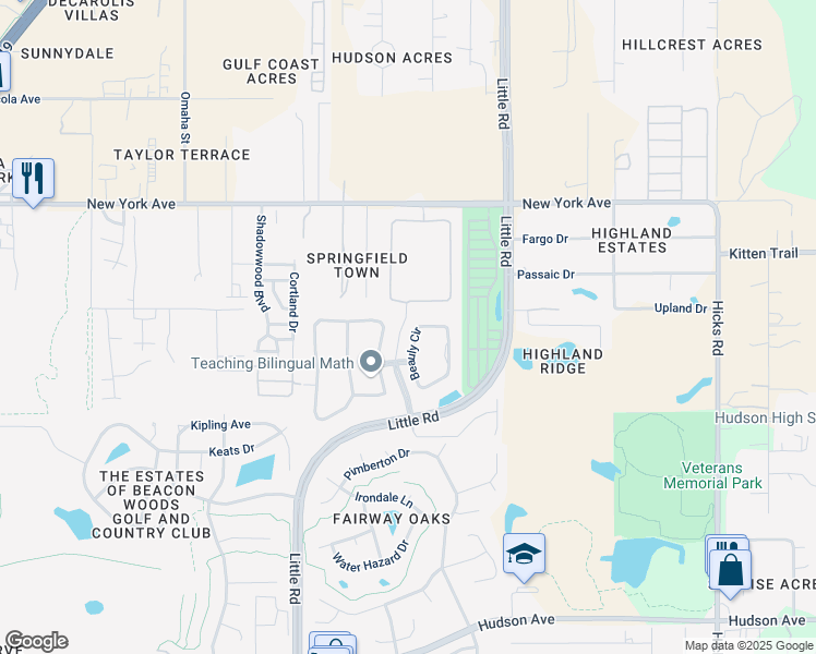 map of restaurants, bars, coffee shops, grocery stores, and more near 14255 Beauly Circle in Hudson
